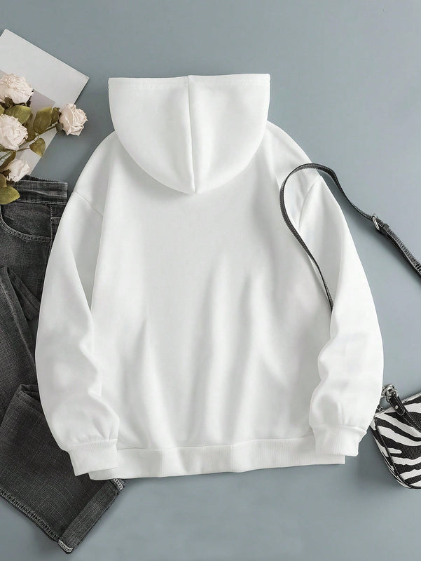 Ezwear sudadera con capucha de mujer con estampado de leopardo y estrella, hombros caidos, otono/invierno