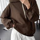Dazy-less sudadera holgada con capucha y cordon, de unicolor, de manga larga y hombros caidos para mujer, para otono/invierno