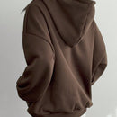 Dazy-less sudadera holgada con capucha y cordon, de unicolor, de manga larga y hombros caidos para mujer, para otono/invierno