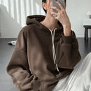 Dazy-less sudadera holgada con capucha y cordon, de unicolor, de manga larga y hombros caidos para mujer, para otono/invierno