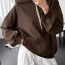 Dazy-less sudadera holgada con capucha y cordon, de unicolor, de manga larga y hombros caidos para mujer, para otono/invierno