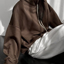 Dazy-less sudadera holgada con capucha y cordon, de unicolor, de manga larga y hombros caidos para mujer, para otono/invierno