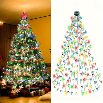 Un conjunto de luces navideñas LED, adecuado para decorar árboles, puede ser utilizado tanto en interiores como en exteriores. Cuenta con ocho modos de iluminación diferentes, perfectos para decoraciones navideñas y festivas.