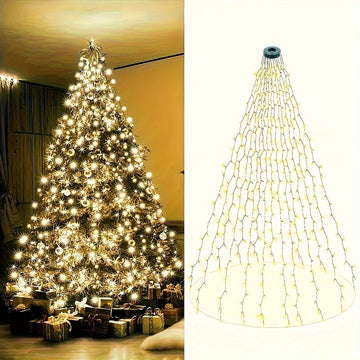 Un conjunto de luces navideñas LED, adecuado para decorar árboles, puede ser utilizado tanto en interiores como en exteriores. Cuenta con ocho modos de iluminación diferentes, perfectos para decoraciones navideñas y festivas.