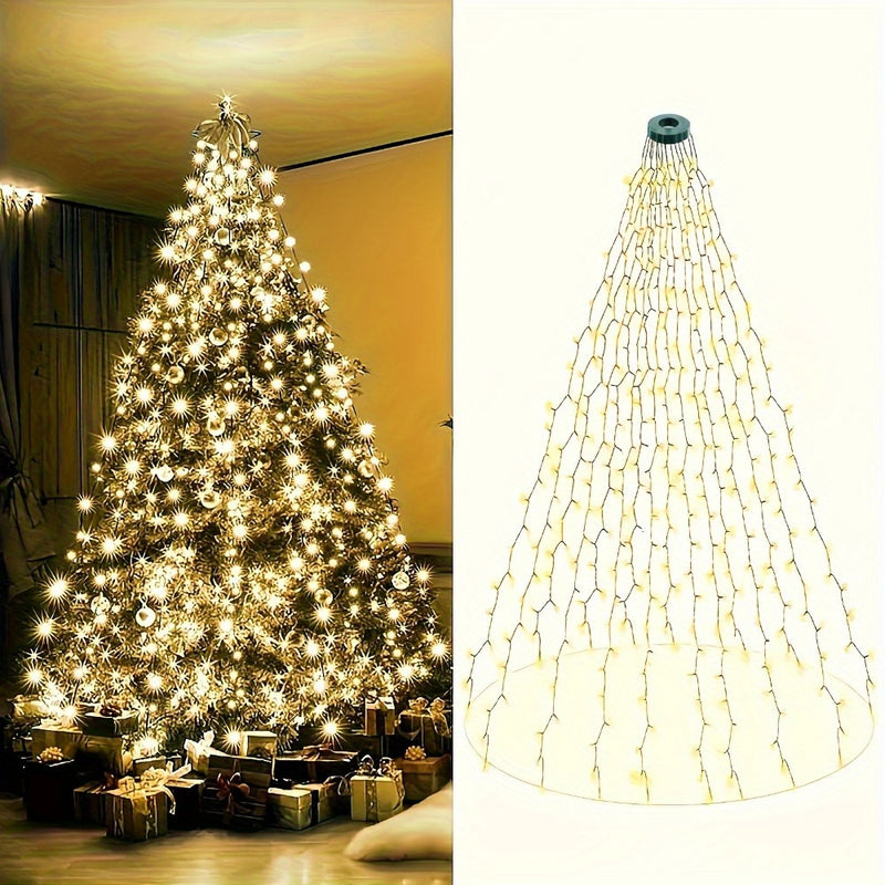 Un conjunto de luces navideñas LED, adecuado para decorar árboles, puede ser utilizado tanto en interiores como en exteriores. Cuenta con ocho modos de iluminación diferentes, perfectos para decoraciones navideñas y festivas.