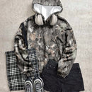 Attitoon sudadera con capucha estampada con camuflaje de ramas de arbol vintage, adecuada para otono/invierno