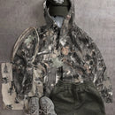 Attitoon sudadera con capucha estampada con camuflaje de ramas de arbol vintage, adecuada para otono/invierno