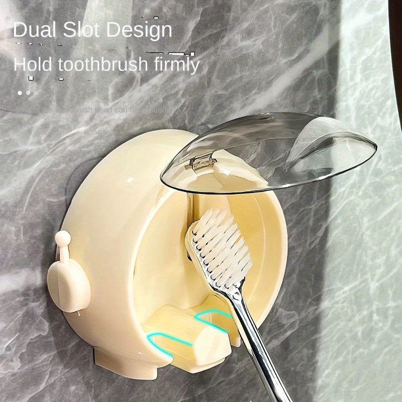 Soporte para Cepillos de Dientes con Temática Espacial para Montar en la Pared con Cubierta Antipolvo - No Requiere Taladro, Ideal para Cepillos Eléctricos y Manuales, Organizador Perfecto para el Baño y Regalo de Navidad