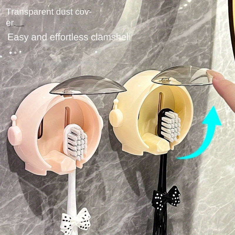 Soporte para Cepillos de Dientes con Temática Espacial para Montar en la Pared con Cubierta Antipolvo - No Requiere Taladro, Ideal para Cepillos Eléctricos y Manuales, Organizador Perfecto para el Baño y Regalo de Navidad