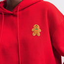 Maija sudadera con capucha casual de navidad con hombros caidos, manga larga, cordon, y grafico del hombre de jengibre para mujeres en la temporada navidena