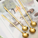 4 cucharillas largas de acero inoxidable 304 doradas, cucharas para revolver café y té con mango largo, utensilios elegantes para fiestas y uso en el hogar y la cocina