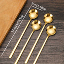 4 cucharillas largas de acero inoxidable 304 doradas, cucharas para revolver café y té con mango largo, utensilios elegantes para fiestas y uso en el hogar y la cocina