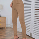 Pantalones casuales de traje negro de cintura alta para mujer con ajuste cenido y piernas anchas de 7-9cm