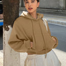 Dazy sudadera con capucha corta de unicolor informal para mujer, de manga larga, para otono/invierno