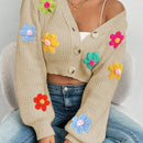 Essnce 1 pieza cardigan casual de manga larga con botones al frente y bordado floral