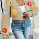 Essnce cardigan informal de mujer con botones delanteros y estampado de flores, apropiado para el uso diario en otono/invierno