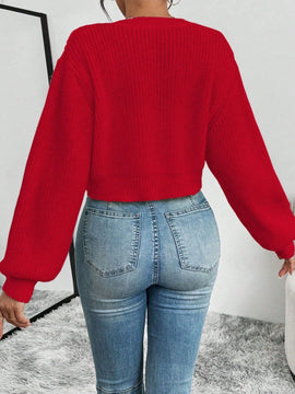 Essnce 1 pieza cardigan casual de manga larga con botones al frente y bordado floral