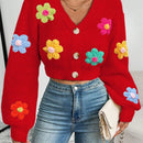 Essnce cardigan informal de mujer con botones delanteros y estampado de flores, apropiado para el uso diario en otono/invierno