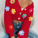 Essnce 1 pieza cardigan casual de manga larga con botones al frente y bordado floral
