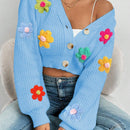 Essnce 1 pieza cardigan casual de manga larga con botones al frente y bordado floral