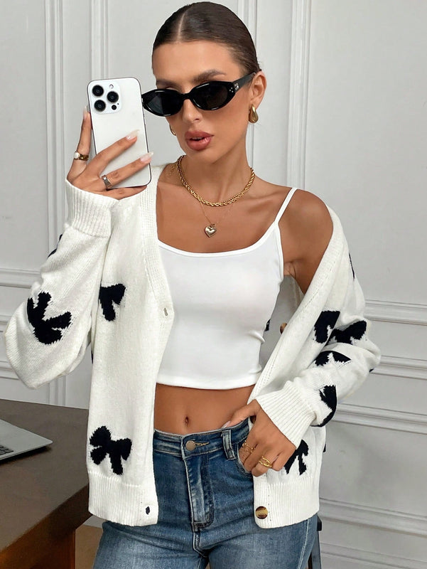 Frenchy cardigan con botones de corte casual y rayas para mujer, para otono/invierno