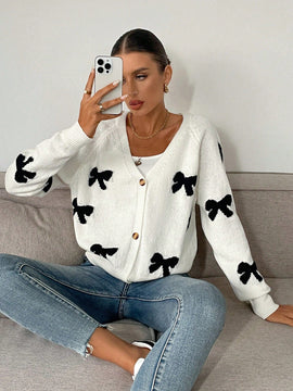 Frenchy cardigan con botones de corte casual y rayas para mujer, para otono/invierno