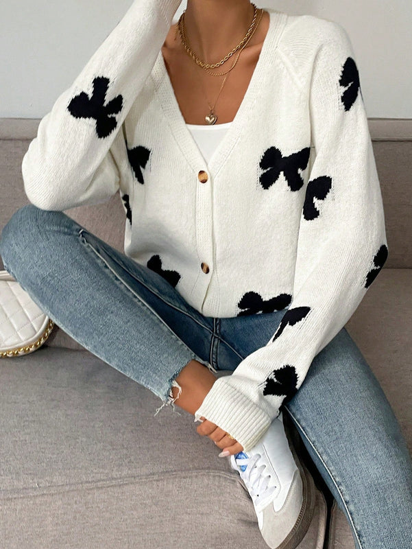 Frenchy cardigan con botones de corte casual y rayas para mujer, para otono/invierno