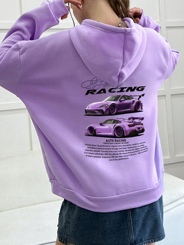 Camiseta informal con estampado, sudadera suelta con capucha, regalo para entusiastas de los autos, camiseta a juego con tematica de autos