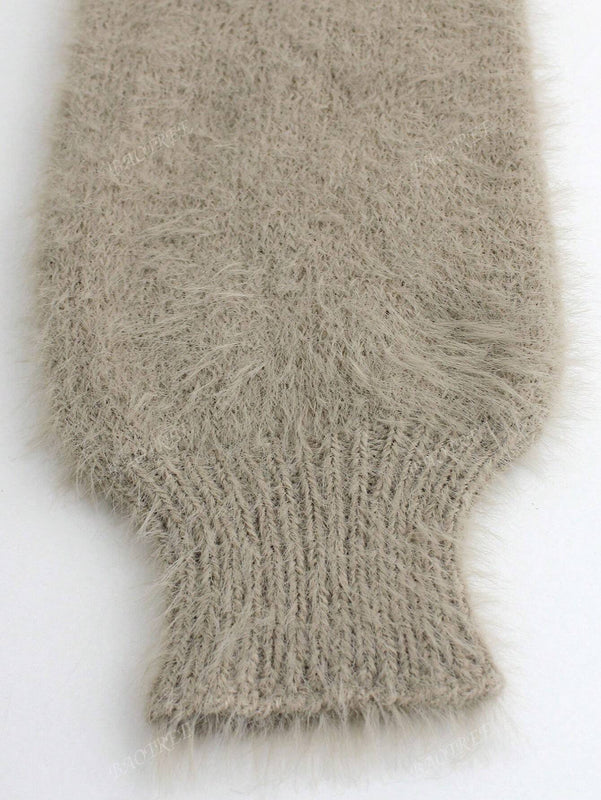 Cardigan de manga larga con botones con estampado de grano de madera y cuello en v, unicolor, informal, calido y elegante, para otono/invierno