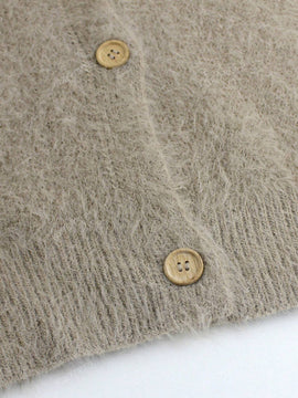 Cardigan de manga larga con botones con estampado de grano de madera y cuello en v, unicolor, informal, calido y elegante, para otono/invierno