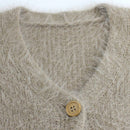 Cardigan de manga larga con botones con estampado de grano de madera y cuello en v, unicolor, informal, calido y elegante, para otono/invierno