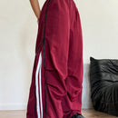 Coolane pantalon de chandal de pierna ancha, de talle medio, con cremallera, textura de decoracion y pierna ancha, para mujer, de otono/invierno