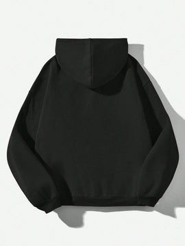 Ezwear sudadera informal tipo streetwear con lema, con corte holgado, estampado negro y rosa, para mujer, otono invierno