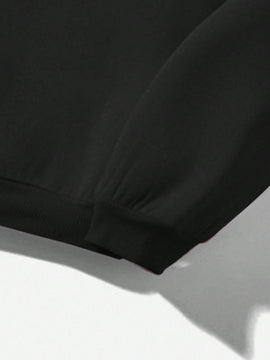 Ezwear sudadera informal tipo streetwear con lema, con corte holgado, estampado negro y rosa, para mujer, otono invierno