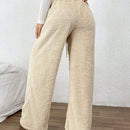 Ezwear pantalones casuales y holgados de color albaricoque con cintura de contraste en color esponjoso para mujeres
