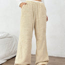 Ezwear pantalones casuales y holgados de color albaricoque con cintura de contraste en color esponjoso para mujeres