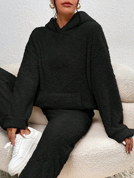 Frenchy sudadera con capucha de forro polar de peluche de unicolor informal para mujer para otono/invierno