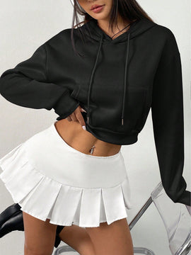 X carly lawrence  essnce sudadera casual con capucha y cordones, de manga larga, de unicolor y estilo drop shoulder, para otono/invierno