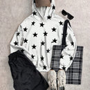 Muchic sudadera con capucha con estampado de leopardo minimalista informal, impreso en toda la prenda, otono invierno