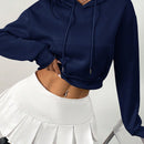X carly lawrence  essnce sudadera casual con capucha y cordones, de manga larga, de unicolor y estilo drop shoulder, para otono/invierno