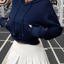 X carly lawrence  essnce sudadera casual con capucha y cordones, de manga larga, de unicolor y estilo drop shoulder, para otono/invierno