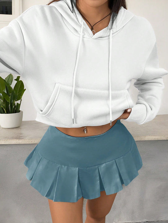 X carly lawrence  essnce sudadera casual con capucha y cordones, de manga larga, de unicolor y estilo drop shoulder, para otono/invierno