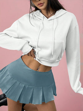 X carly lawrence  essnce sudadera casual con capucha y cordones, de manga larga, de unicolor y estilo drop shoulder, para otono/invierno