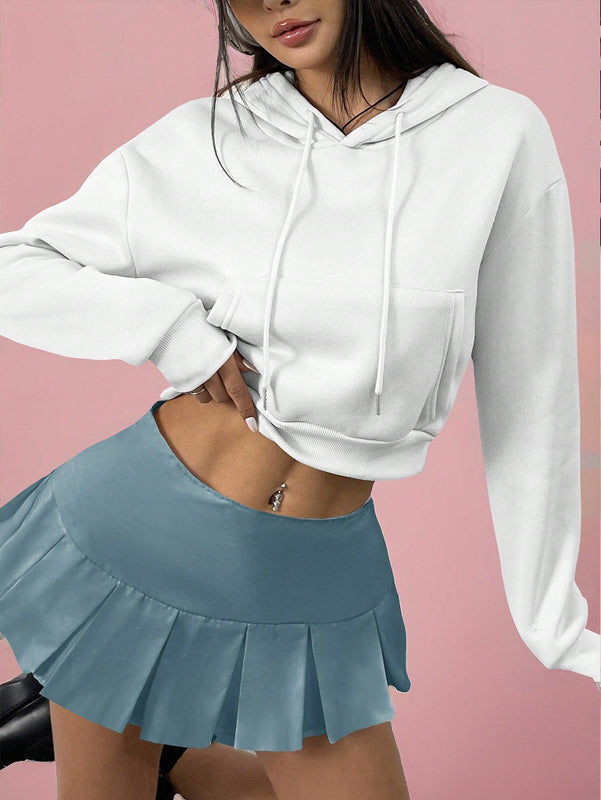 X carly lawrence  essnce sudadera casual con capucha y cordones, de manga larga, de unicolor y estilo drop shoulder, para otono/invierno