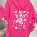 Lune sudadera con capucha informal para mujer con estampado de letra y pata de perro, para otono/invierno