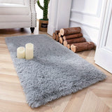 Alfombra Gris Suave y Acolchada - Rectangular, Lavable a Máquina para Decoración de Dormitorio y Sala de Estar
