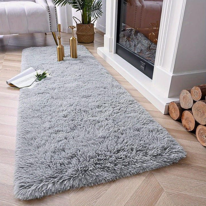 Alfombra Gris Suave y Acolchada - Rectangular, Lavable a Máquina para Decoración de Dormitorio y Sala de Estar