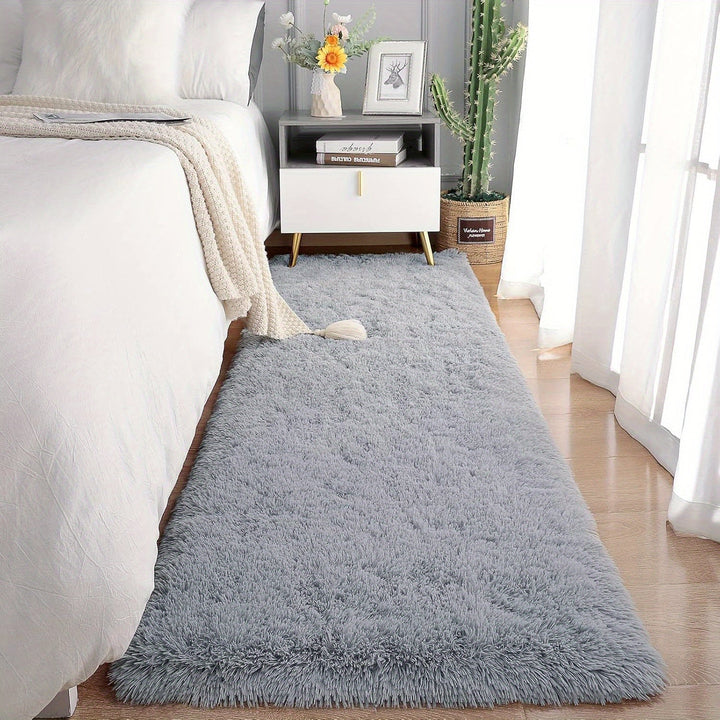 Alfombra Gris Suave y Acolchada - Rectangular, Lavable a Máquina para Decoración de Dormitorio y Sala de Estar