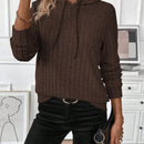 Lune sudadera casual con capucha y cordon de diseno hueco de unicolor de primavera y otono para mujer