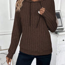 Lune sudadera casual con capucha y cordon de diseno hueco de unicolor de primavera y otono para mujer
